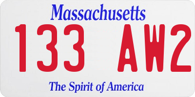 MA license plate 133AW2
