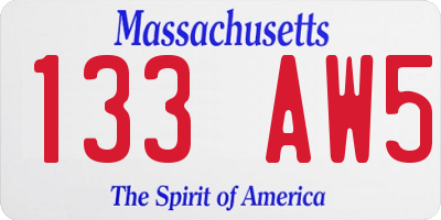 MA license plate 133AW5