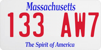 MA license plate 133AW7