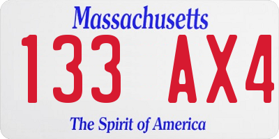 MA license plate 133AX4