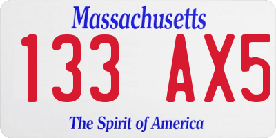 MA license plate 133AX5