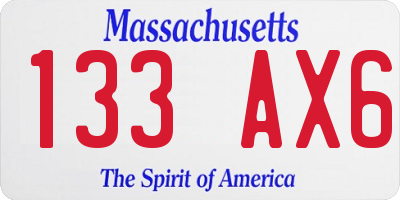 MA license plate 133AX6