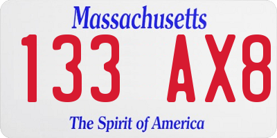 MA license plate 133AX8