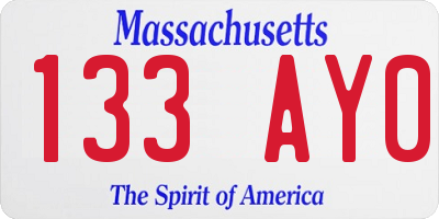 MA license plate 133AY0