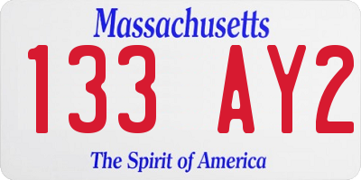 MA license plate 133AY2