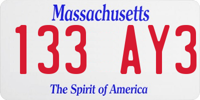 MA license plate 133AY3