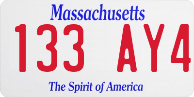 MA license plate 133AY4