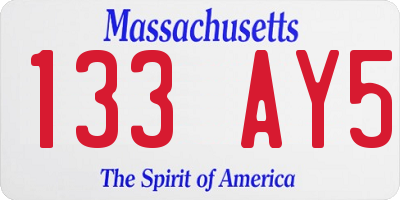 MA license plate 133AY5