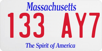 MA license plate 133AY7
