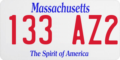 MA license plate 133AZ2