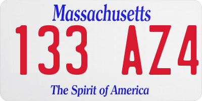 MA license plate 133AZ4