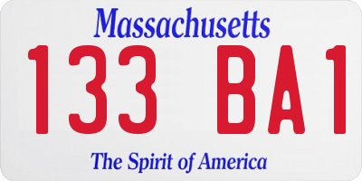 MA license plate 133BA1