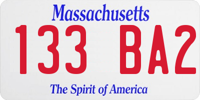 MA license plate 133BA2