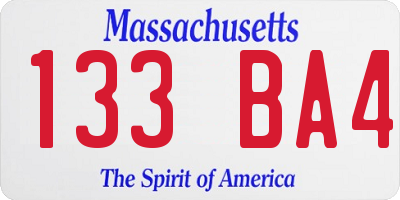 MA license plate 133BA4