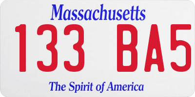 MA license plate 133BA5