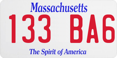 MA license plate 133BA6