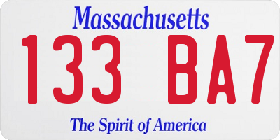 MA license plate 133BA7