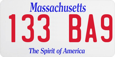 MA license plate 133BA9