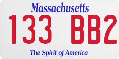 MA license plate 133BB2