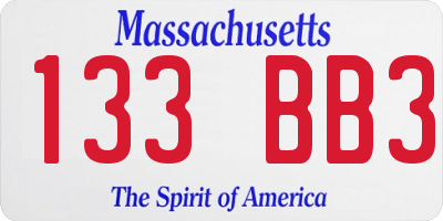 MA license plate 133BB3