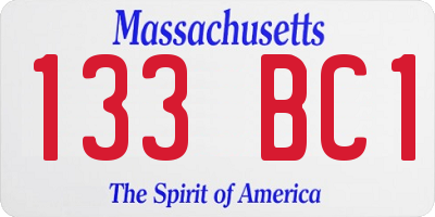 MA license plate 133BC1