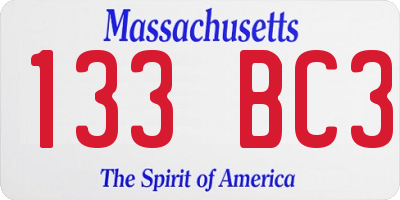 MA license plate 133BC3