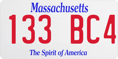 MA license plate 133BC4