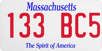 MA license plate 133BC5