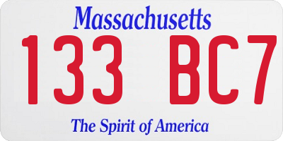 MA license plate 133BC7