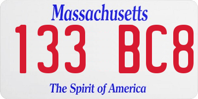 MA license plate 133BC8