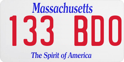 MA license plate 133BD0