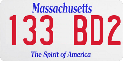 MA license plate 133BD2