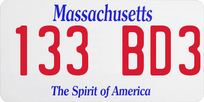 MA license plate 133BD3