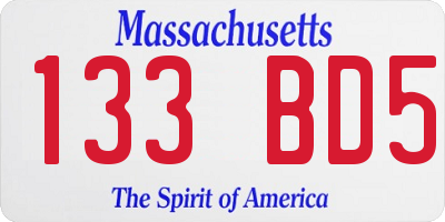 MA license plate 133BD5