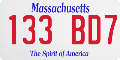 MA license plate 133BD7