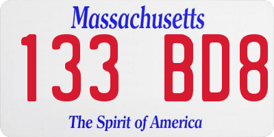 MA license plate 133BD8