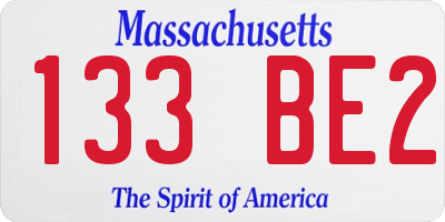 MA license plate 133BE2