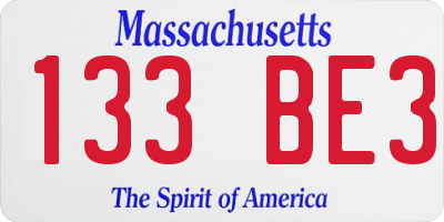MA license plate 133BE3