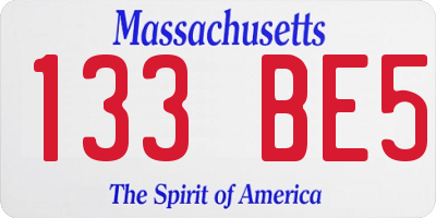 MA license plate 133BE5