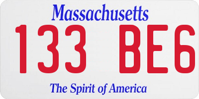 MA license plate 133BE6