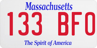 MA license plate 133BF0
