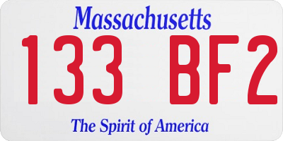 MA license plate 133BF2