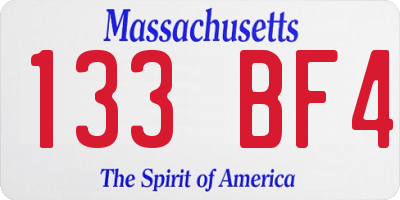 MA license plate 133BF4