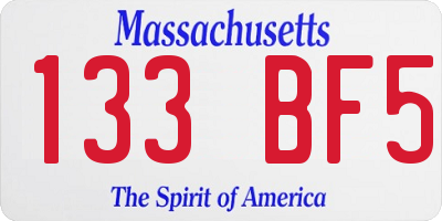 MA license plate 133BF5