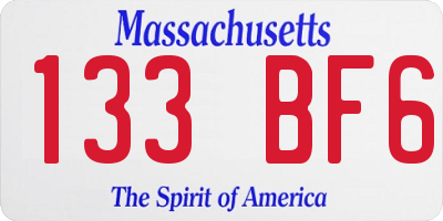 MA license plate 133BF6