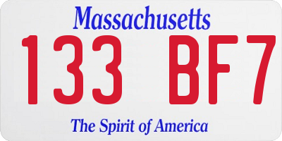 MA license plate 133BF7