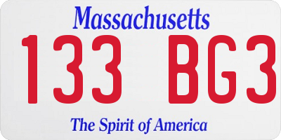 MA license plate 133BG3