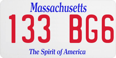 MA license plate 133BG6