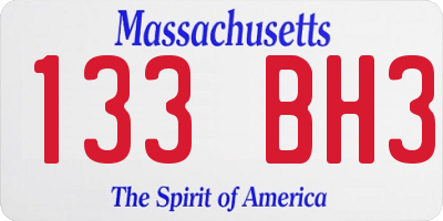 MA license plate 133BH3