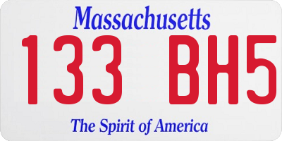MA license plate 133BH5